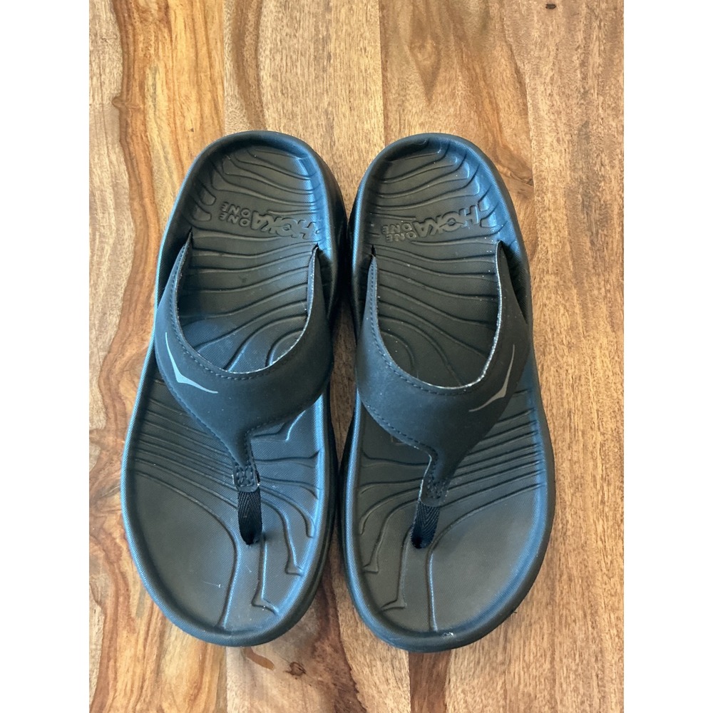 Hoka Ora Recovery Flip Sandals Black Dark Gull Gray Women 7 1099676 - Picture 6 of 10